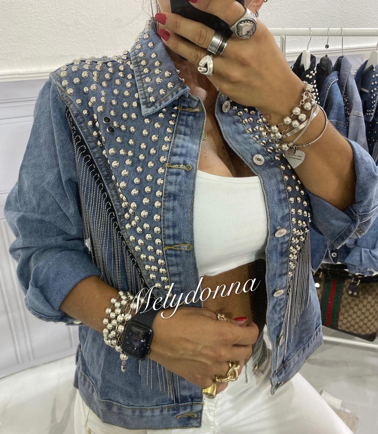 Giacca Jeans Loren con Borchie – Melydonna - Main Image
