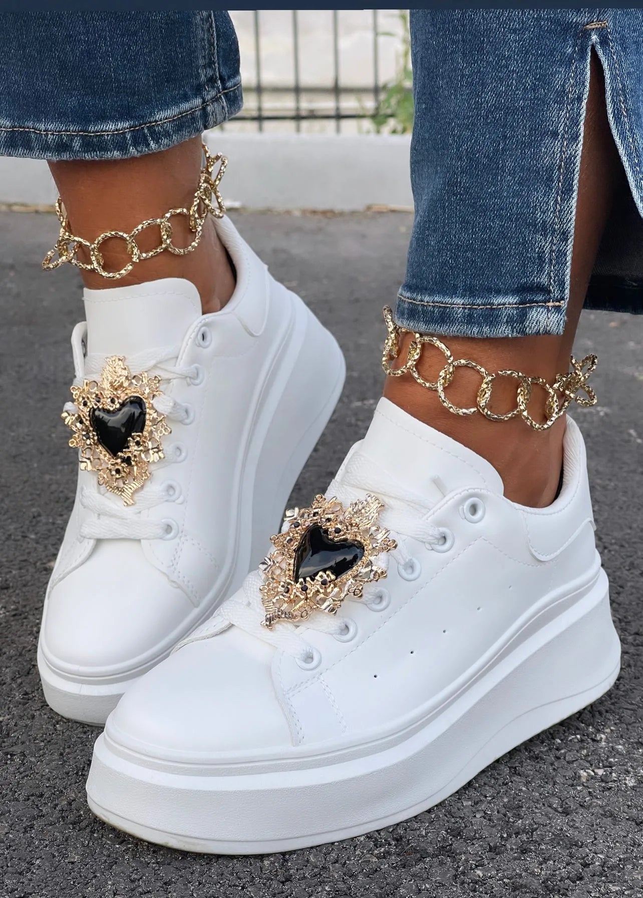 Sneakers Wendy bianca Cuore Nero