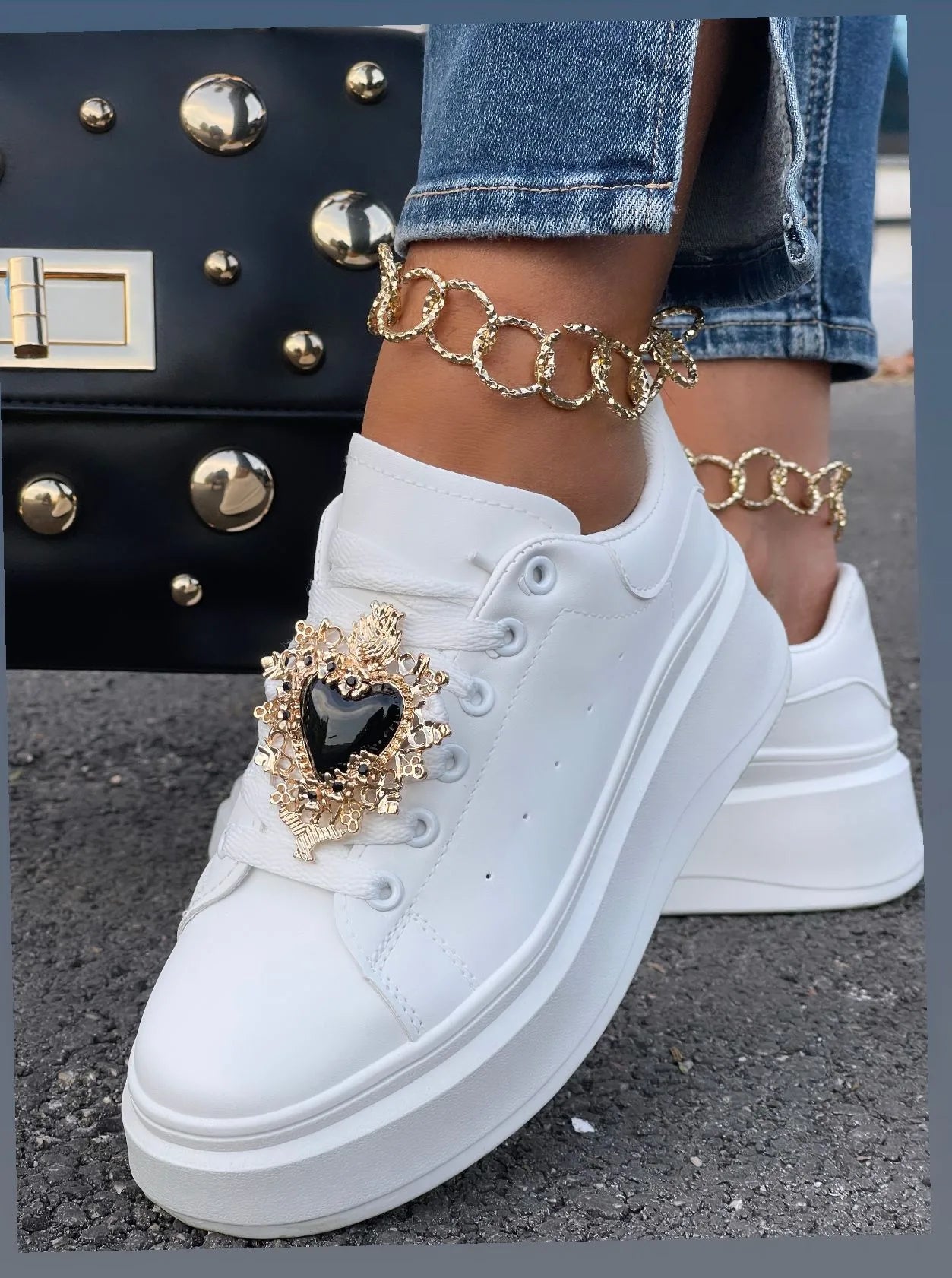 Sneakers Wendy bianca Cuore Nero