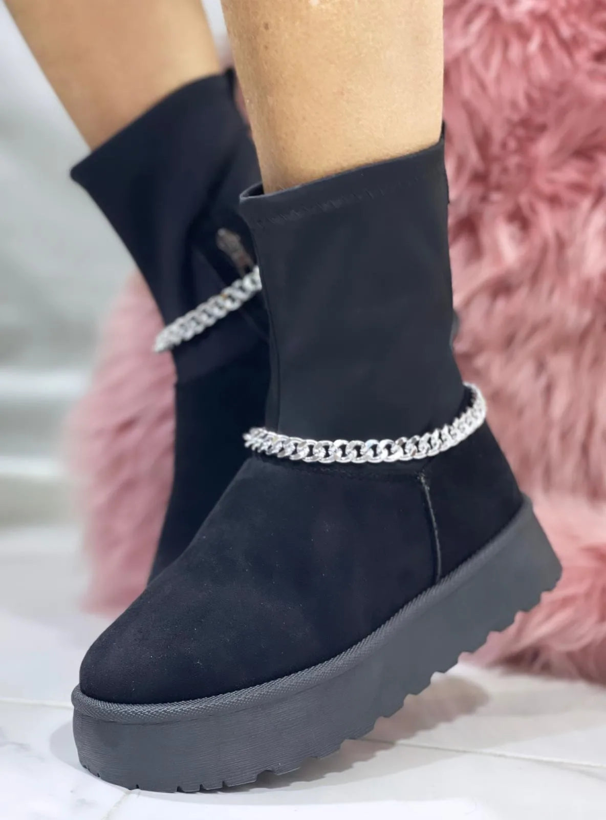 Stivaletto Jasmine Nero inserto Argento