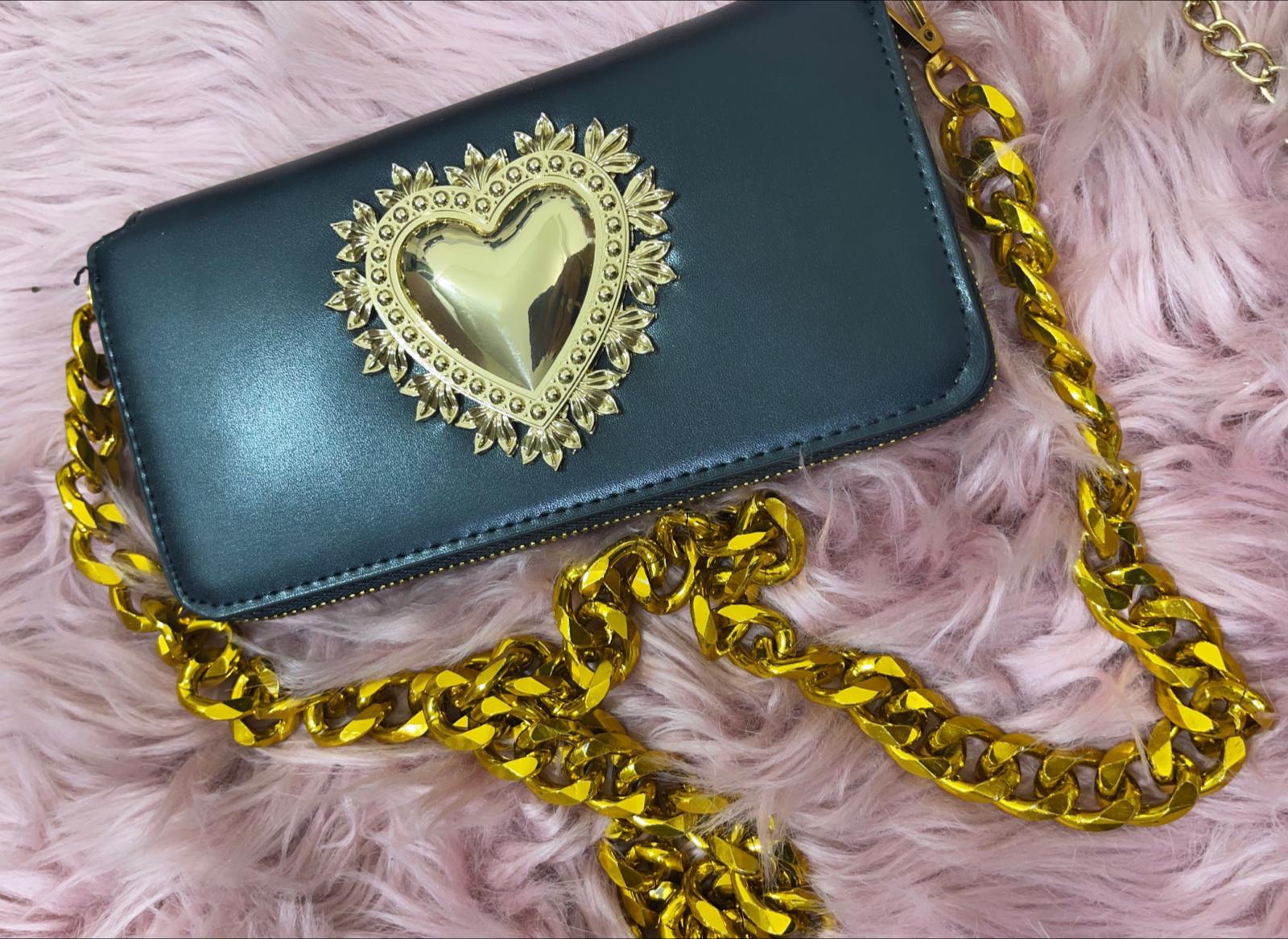 Pochette Positano Nera Cuore Oro