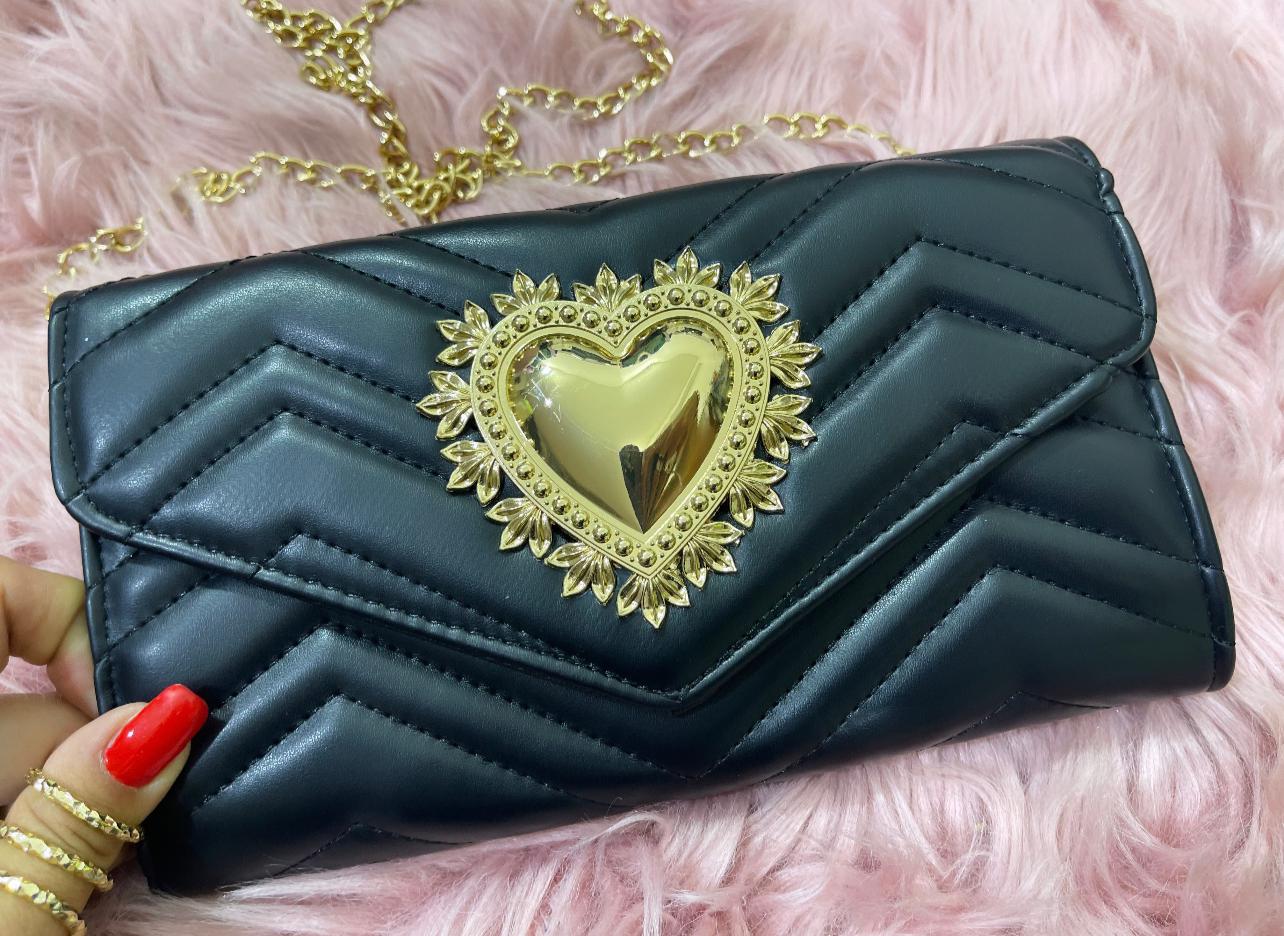 Pochette Amalfi Nera Cuore Oro