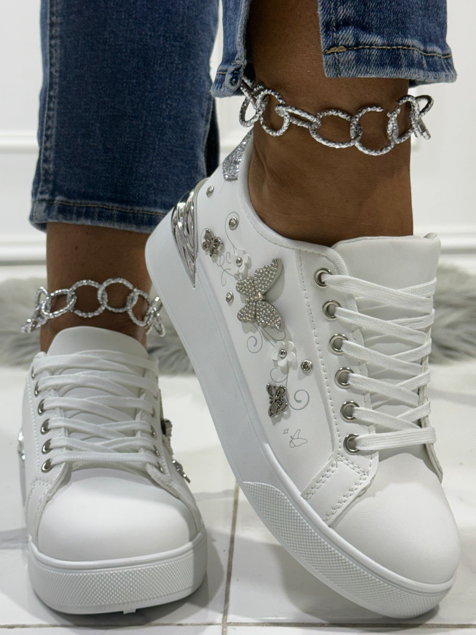 Mena White/Silver - Sneakers