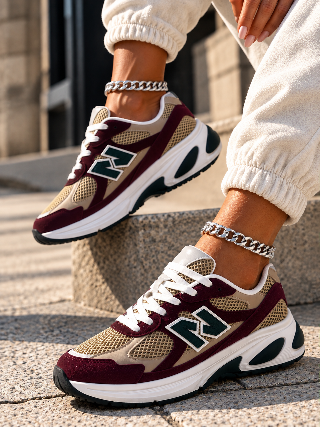 Lara Beige/Red - Sneakers