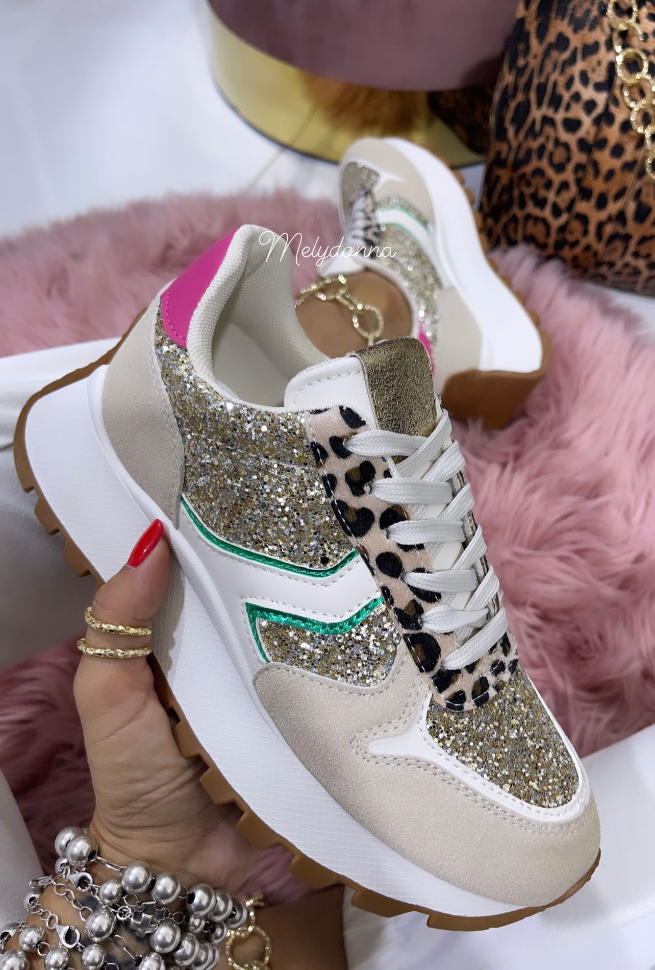 India Gold/Leopard - Sneakers