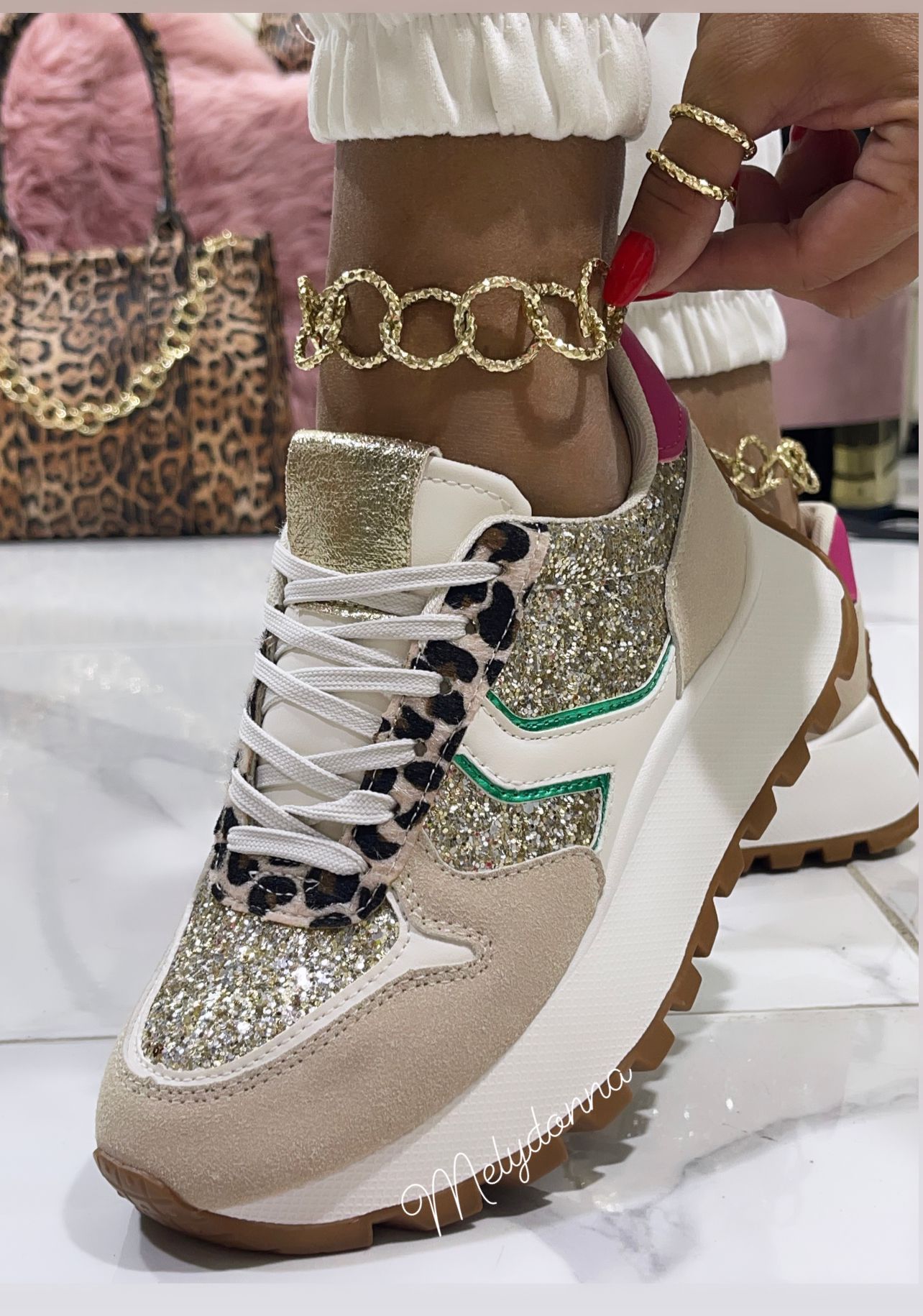 India Gold/Leopard - Sneakers