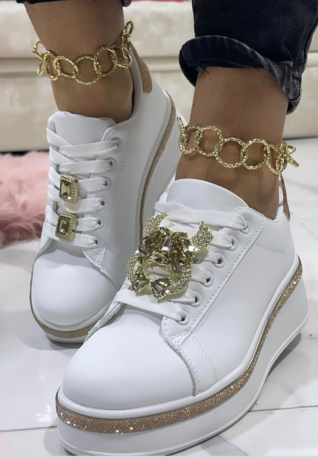 Sneakers Barcellona Inserti Oro Pietra Oro