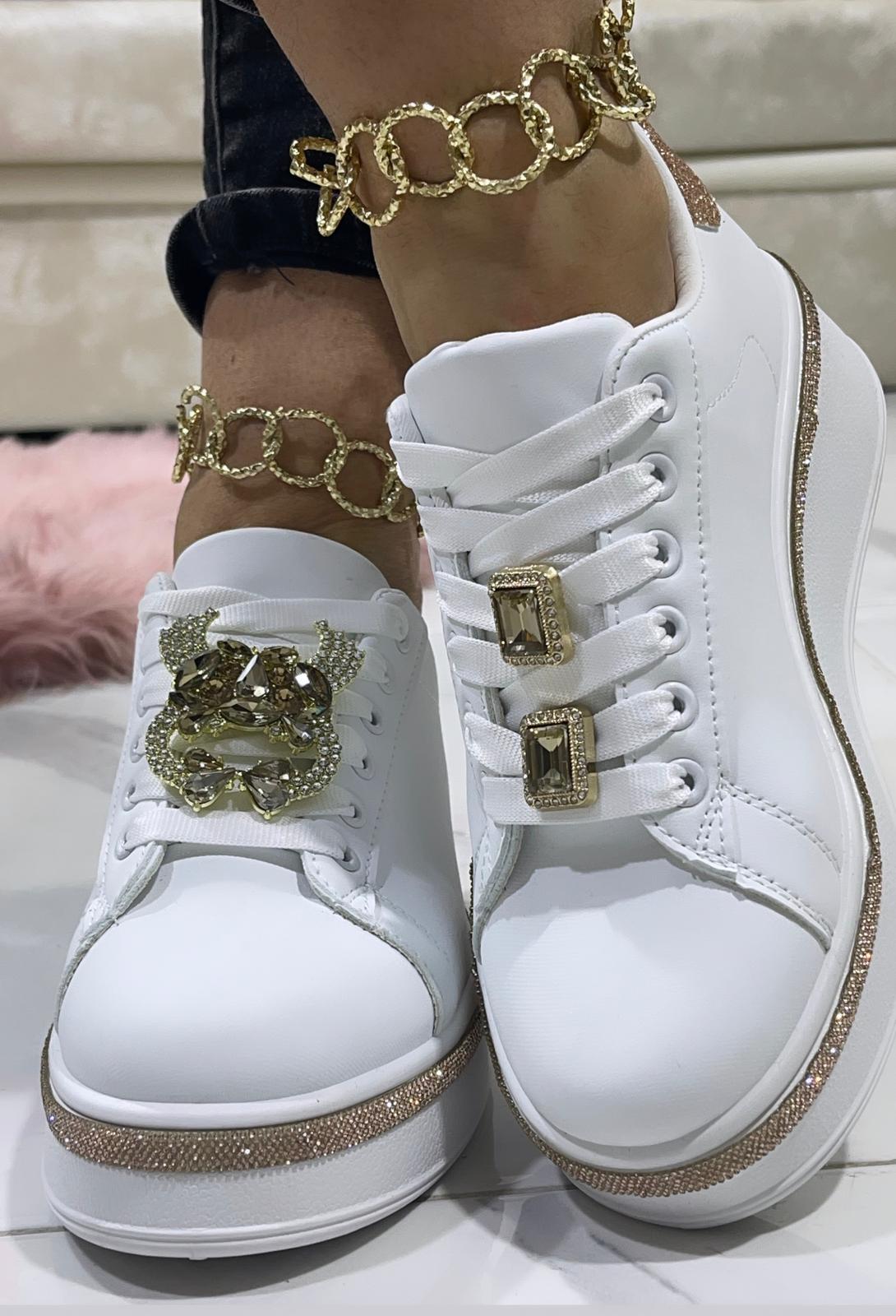 Sneakers Barcellona Inserti Oro Pietra Oro