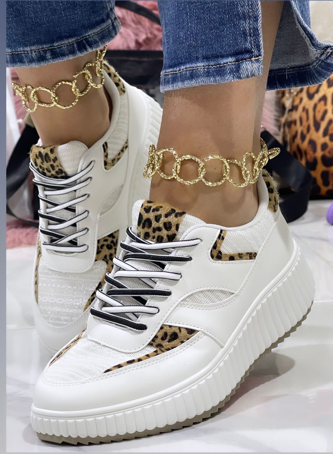 Sneakers Dubai Bianche/Leopard