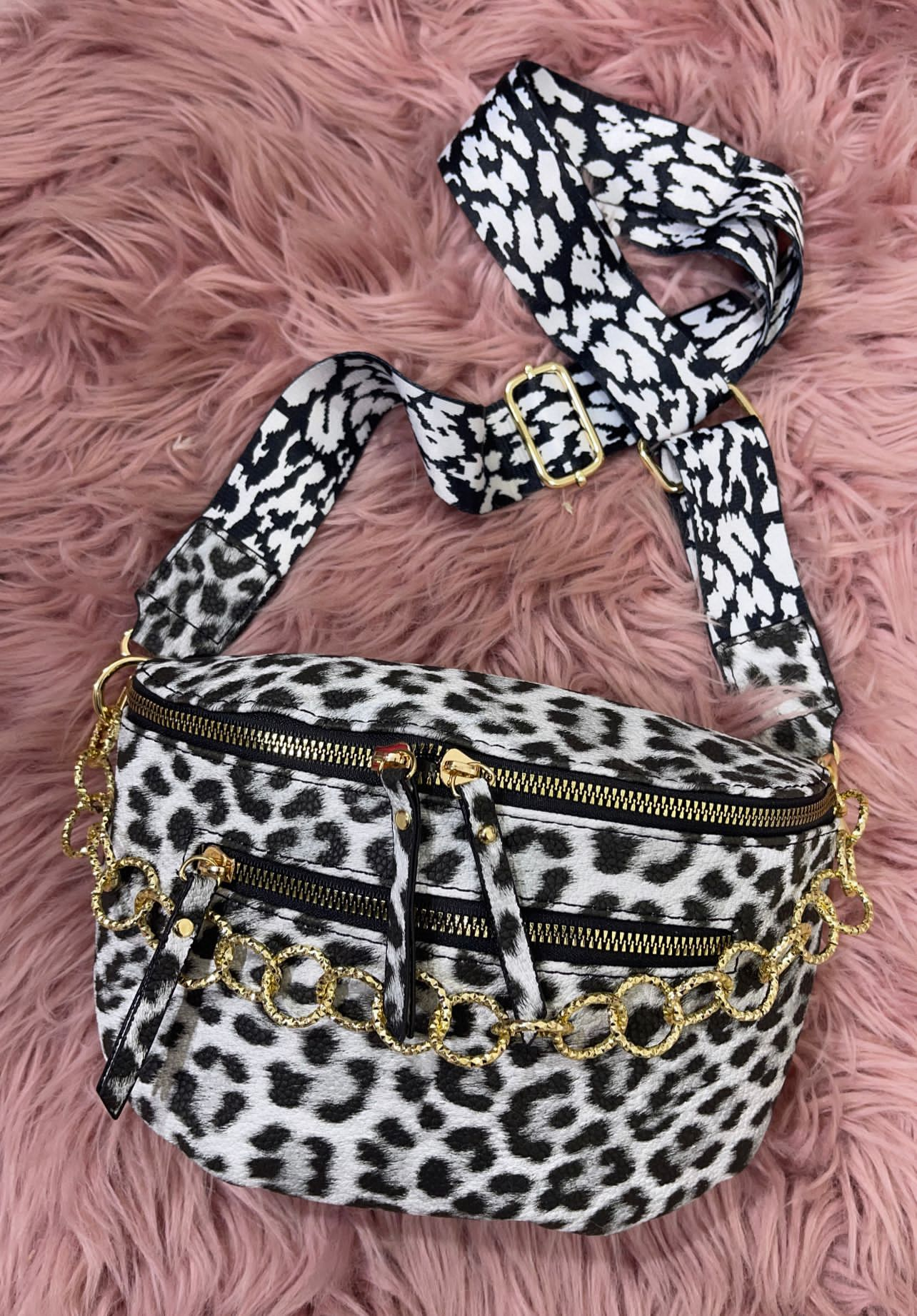 Charlie Leopard Black - Marsupio