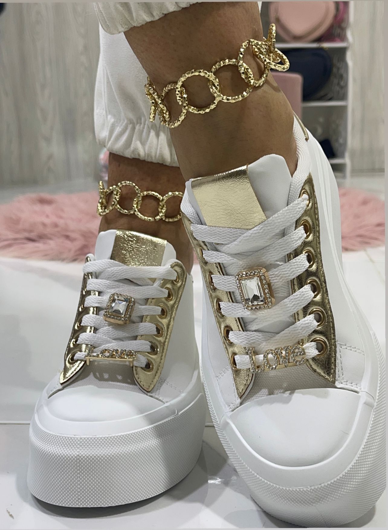 Anima Bianca/Gold - Sneakers