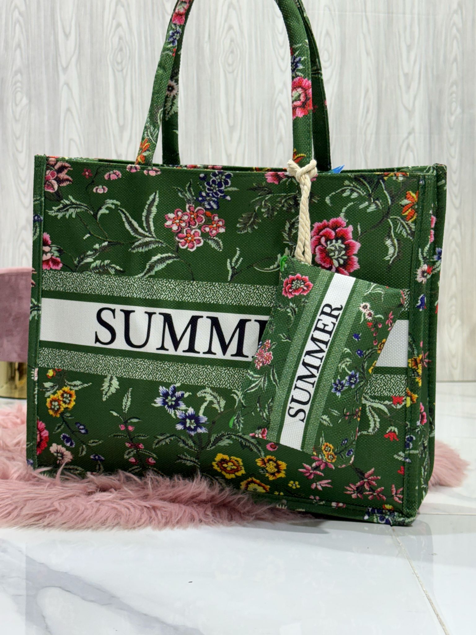 Ibiza flowers verde - Borsa