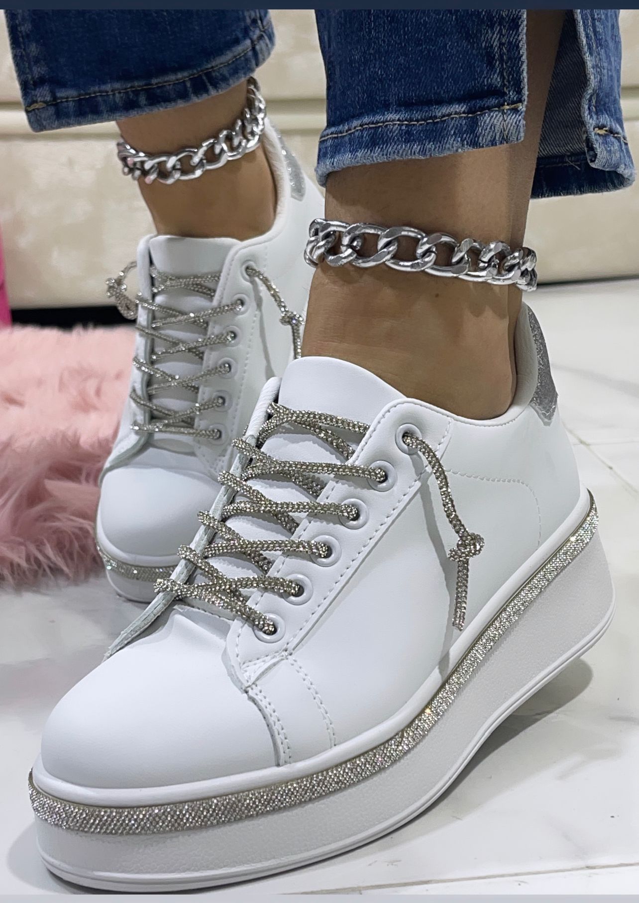 Sneakers Barcellona Inserti Argento