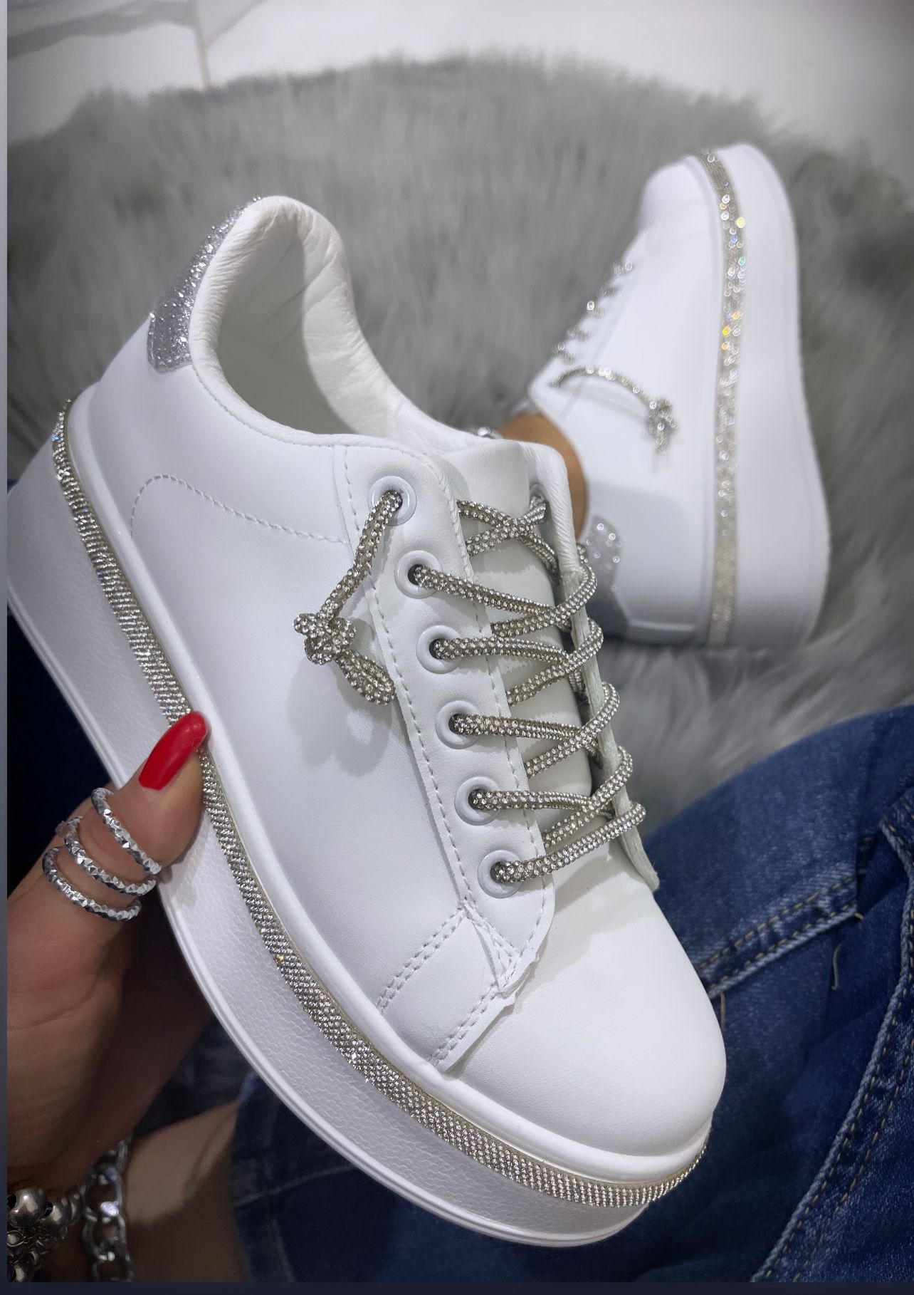 Sneakers Barcellona Inserti Argento